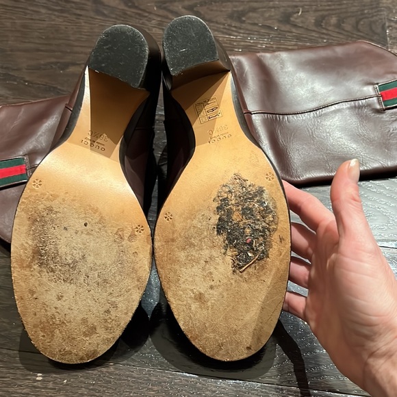 Gucci western style heel boots brown leather  new size 38.5 - Picture 4 of 6